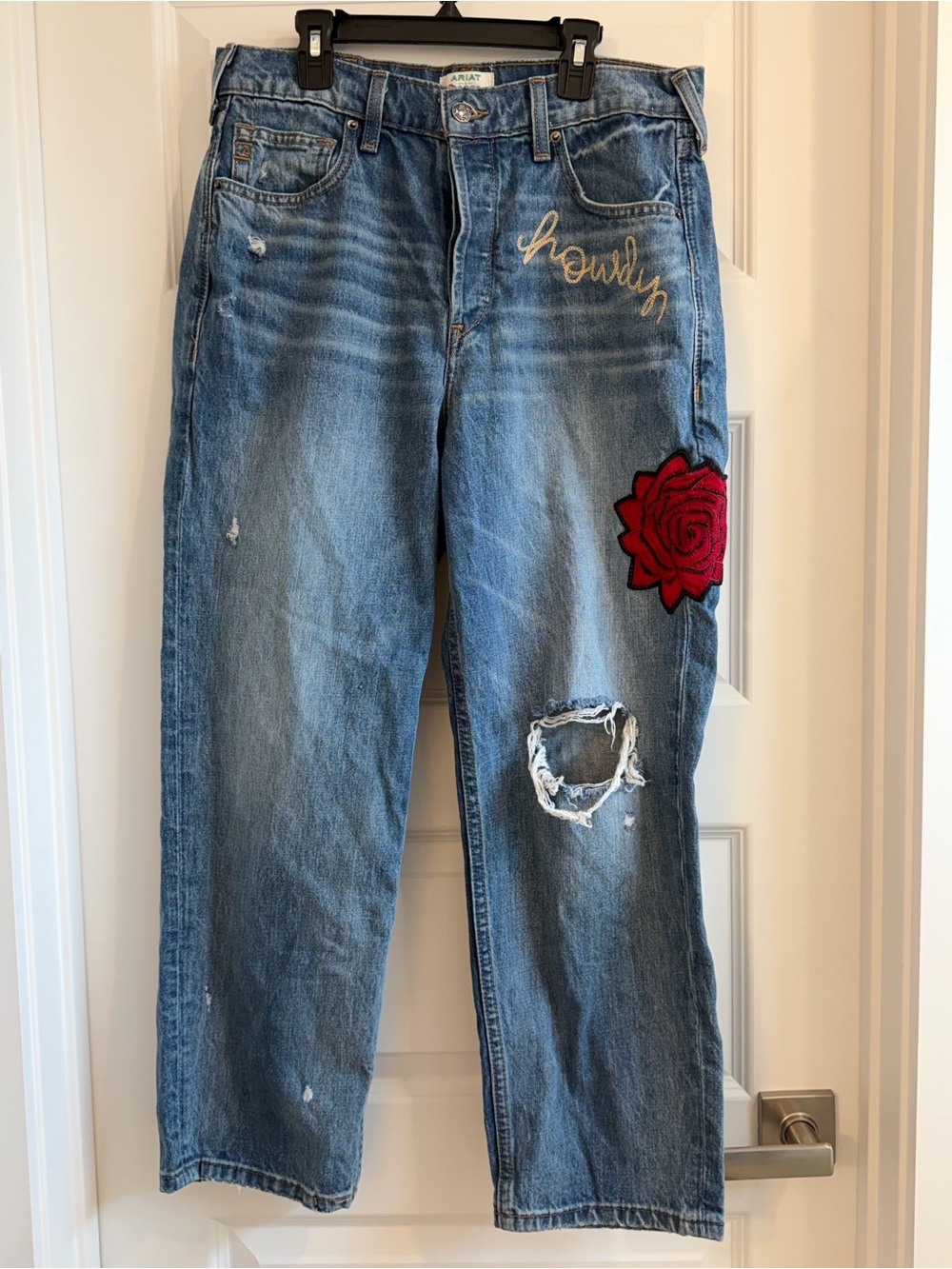 Ariat Rodeo Howdy Rose Embroidered Tomboy Straight Jeans